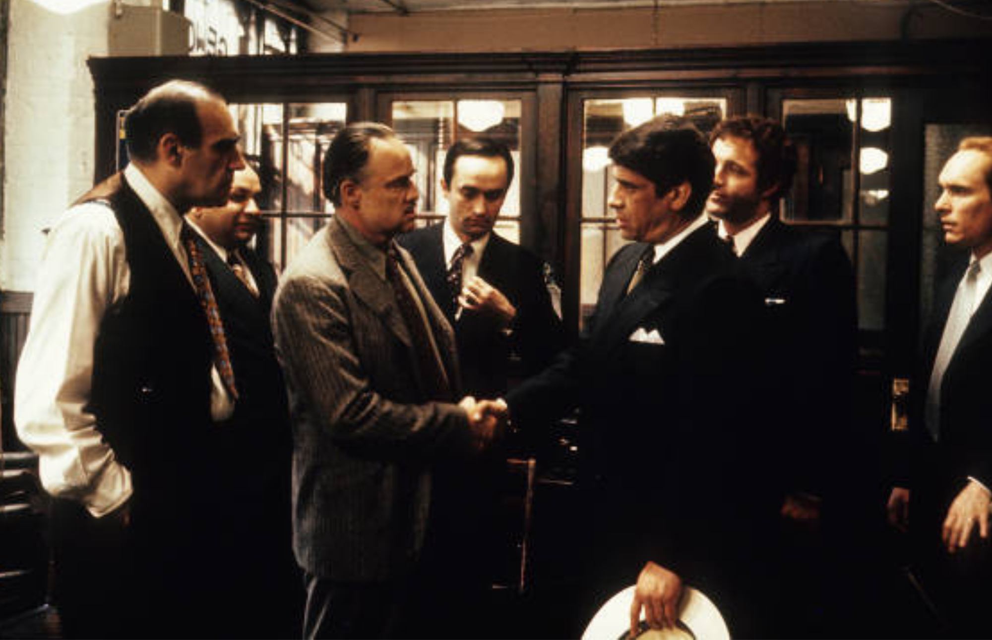 Don Corleone having a meeting with Sollozzo